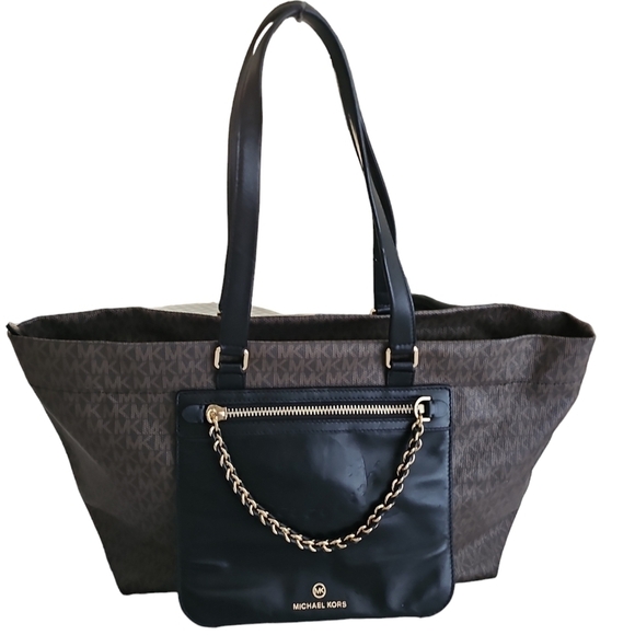 NWOT Michael Kors All-Over Logo-Printed Large Tote Bag Brown/Black - Picture 2 of 9